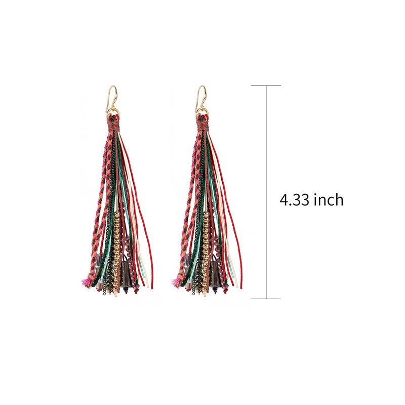 Badu Boho Tassel Badu Women Feather Earrings Long Tassel Bohemian Accessories - Image 4